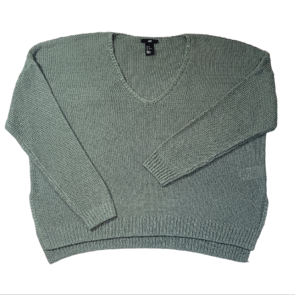 H&M V Neck Green Sweater